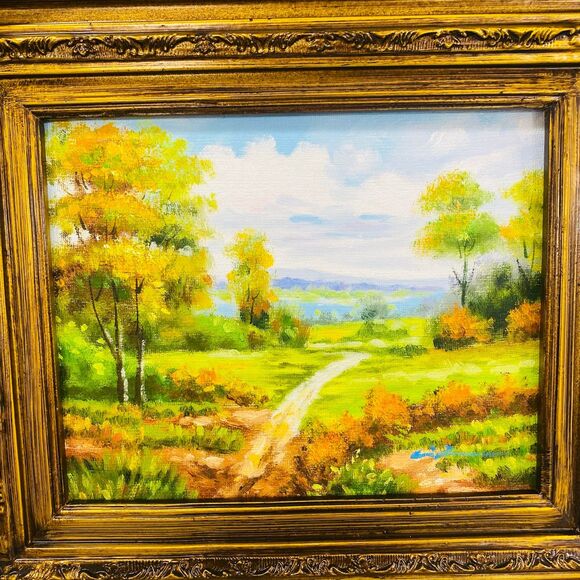 Oil Painting Signed Landscape Path w/COA Framed Art - Picture 2 of 12